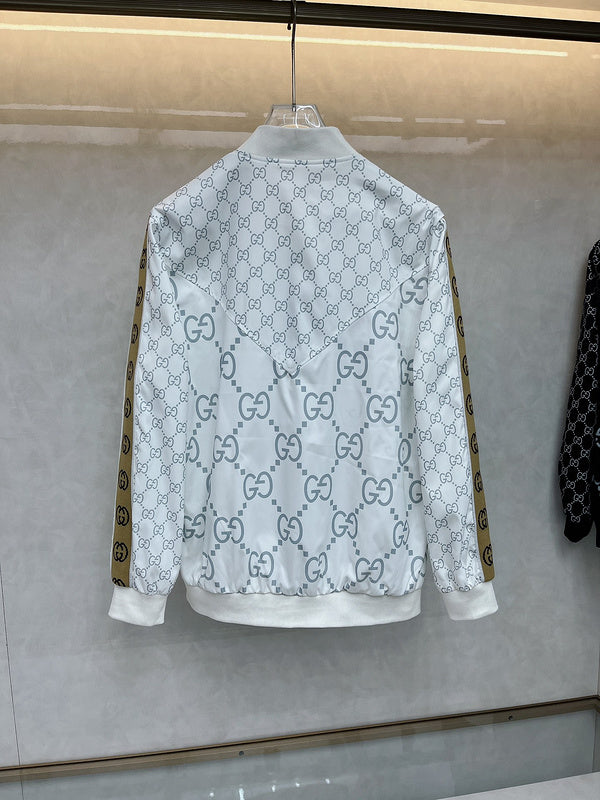 Side profile of Gucci luxury clothing with logo-detail design