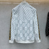 Side profile of Gucci luxury clothing with logo-detail design