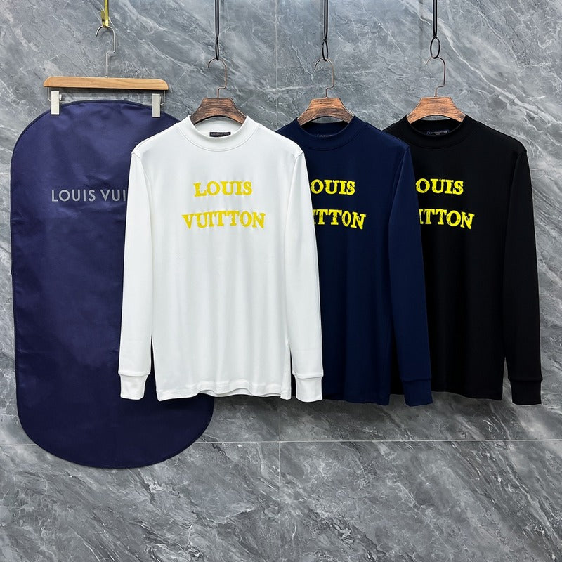Flat lay presentation of Louis Vuitton luxury clothing with streetwear-inspired cut