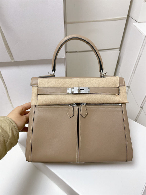 Side view of crisp structured handbag