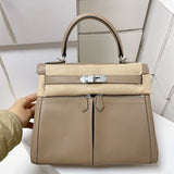 Side view of crisp structured handbag