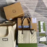 Front view of modern polished women's handbag – women's luxury accessory