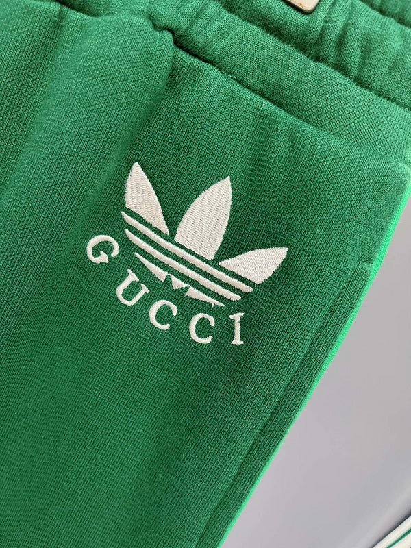 Side profile of Gucci luxury clothing with logo-detail design