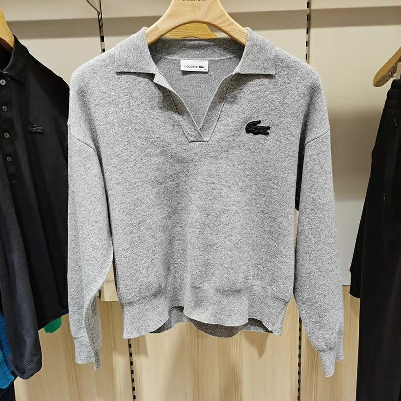 Full styled look of Lacoste luxury clothing with monogram-inspired silhouette