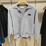 Full styled look of Lacoste luxury clothing with monogram-inspired silhouette