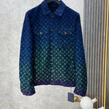 Back view of Louis Vuitton luxury clothing with label-forward styling
