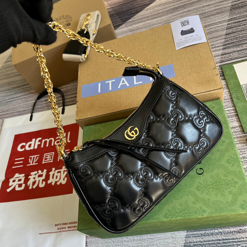 Side view of refined structured handbag