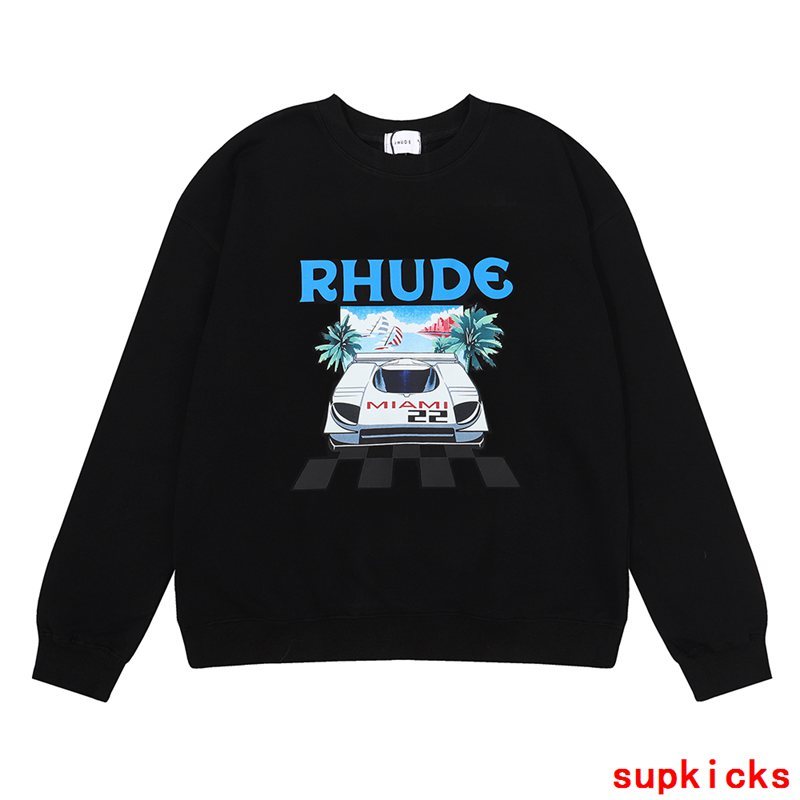 Side profile of Rhude luxury clothing with everyday silhouette