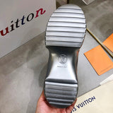 Louis Vuitton Tan Ankle Strap Heels - Detail Shot of Craftsmanship