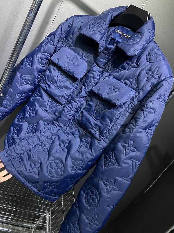Side profile of Louis Vuitton luxury clothing with label-forward styling