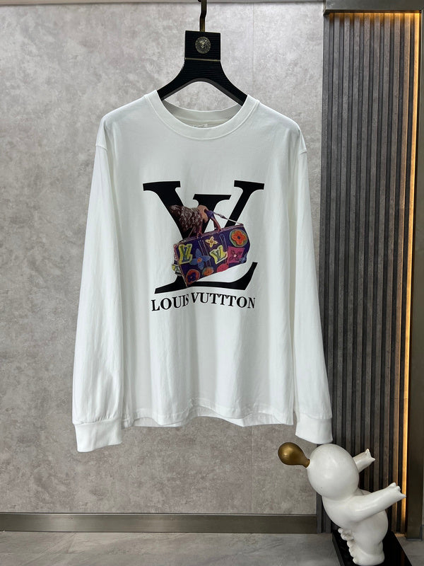 Back view of Louis Vuitton luxury clothing with monogram-inspired silhouette
