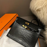 Side view of smart structured handbag