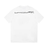 Close-up detail shot of Louis Vuitton cotton t-shirt with monogram-inspired silhouette