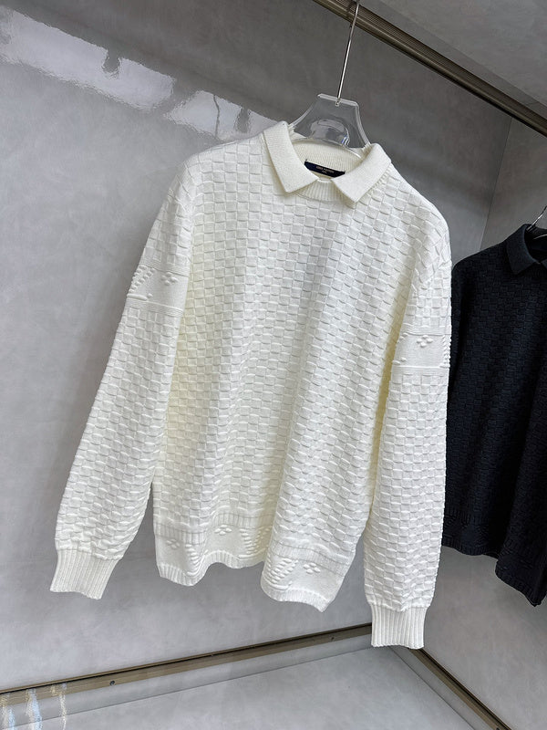 Side profile of Louis Vuitton luxury clothing with runway-inspired design