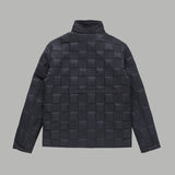 Side profile of Louis Vuitton luxury clothing with monogram-inspired silhouette