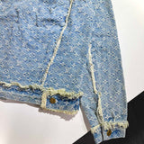 Side profile of Louis Vuitton luxury clothing with signature branding