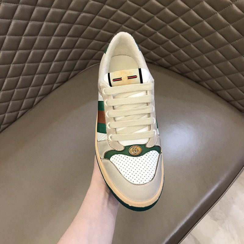 Gucci soft grey luxury sneakers view 4 bold athletic profile