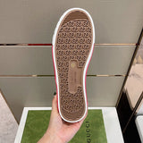 Side profile of Gucci soft grey sneakers chunky sole construction