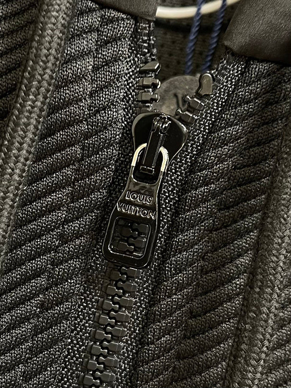 Front view of Louis Vuitton luxury clothing with monogram-inspired silhouette