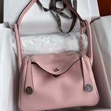 Side view of polished structured handbag