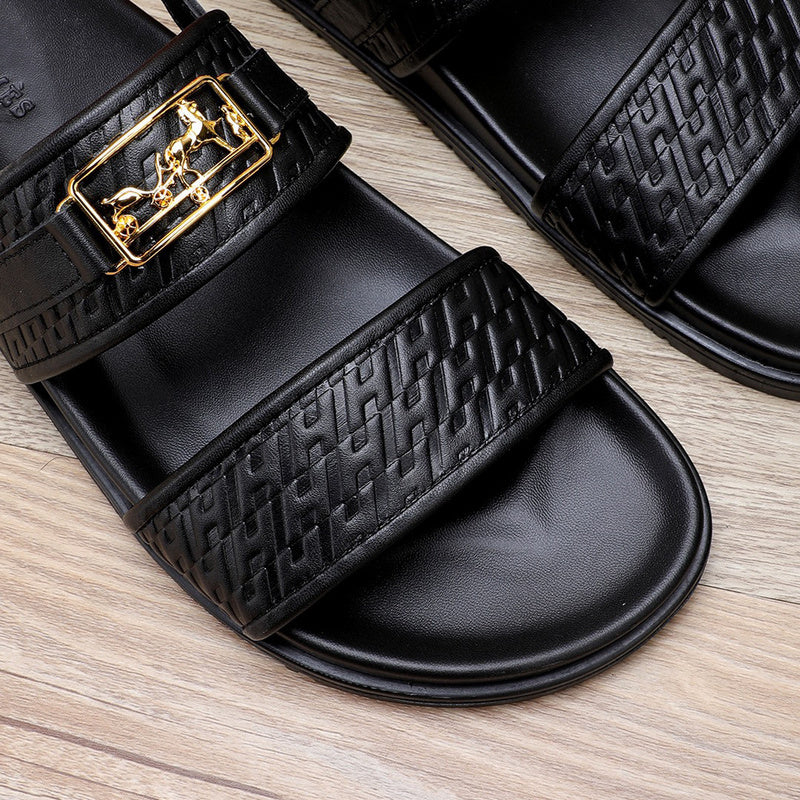 Hermès Red Loafer Flats - Detail Shot of Craftsmanship