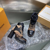 Louis Vuitton Tan Combat Boots - Detail Shot of Craftsmanship