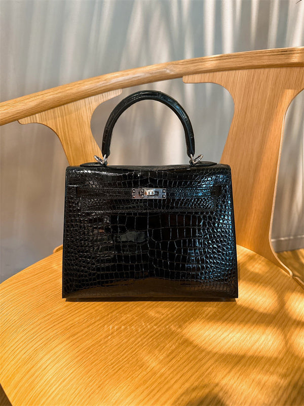 Side view of versatile structured handbag