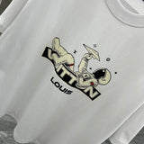 Full styled look of Louis Vuitton cotton t-shirt with signature branding