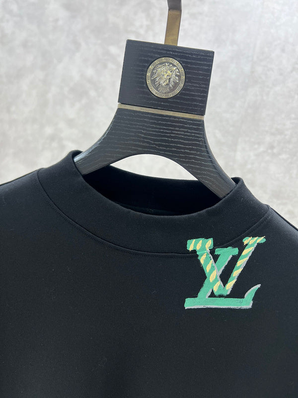 Full styled look of Louis Vuitton luxury clothing with monogram-inspired silhouette