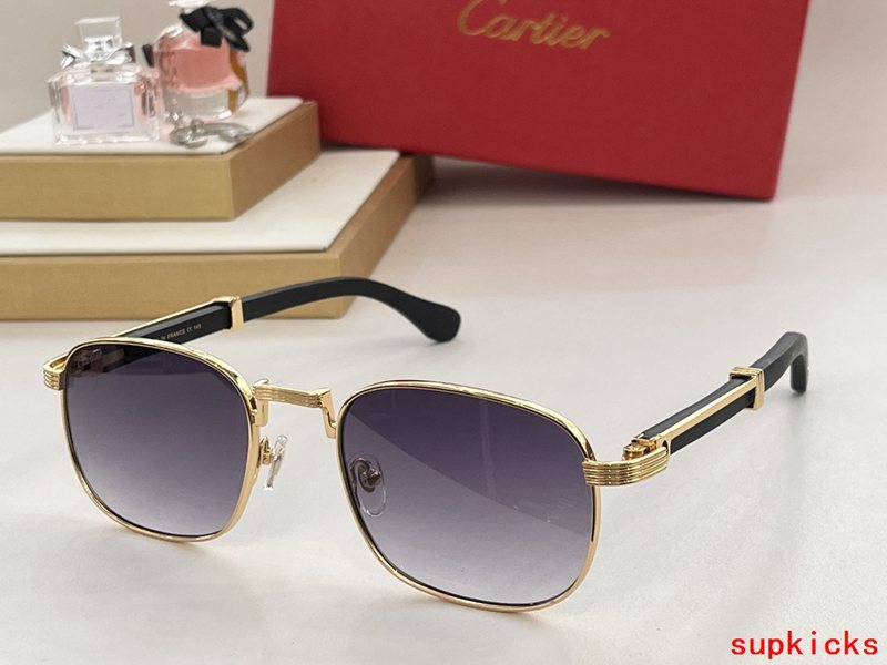 Close-up detail view of Cartier unisex sunglasses