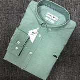 Close-up detail shot of Lacoste luxury clothing with logo-detail design