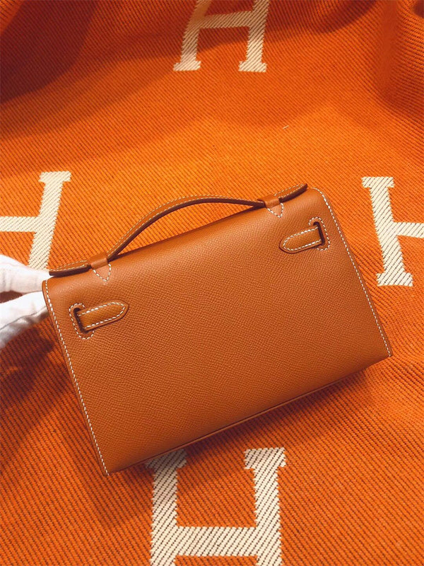 Side view of understated structured handbag