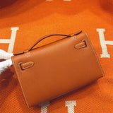 Side view of understated structured handbag
