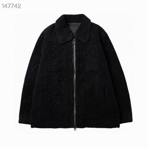 Front view of Louis Vuitton luxury clothing with signature branding