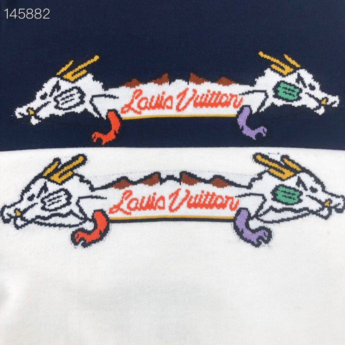 Flat lay presentation of Louis Vuitton luxury clothing with relaxed-fit cut