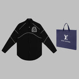 Back view of Louis Vuitton luxury clothing with monogram-inspired silhouette