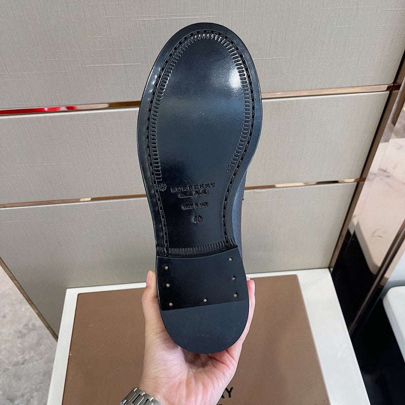 Burberry Beige Combat Boots - Side Profile View