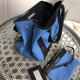 Handle and strap detail of premium classic women's handbag – women's statement bag