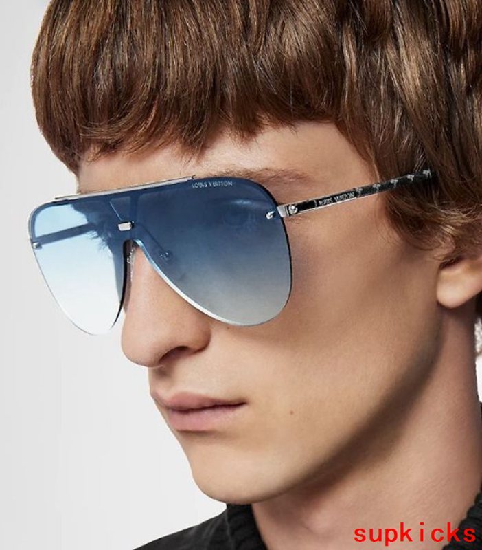 Close-up detail view of Louis Vuitton unisex sunglasses