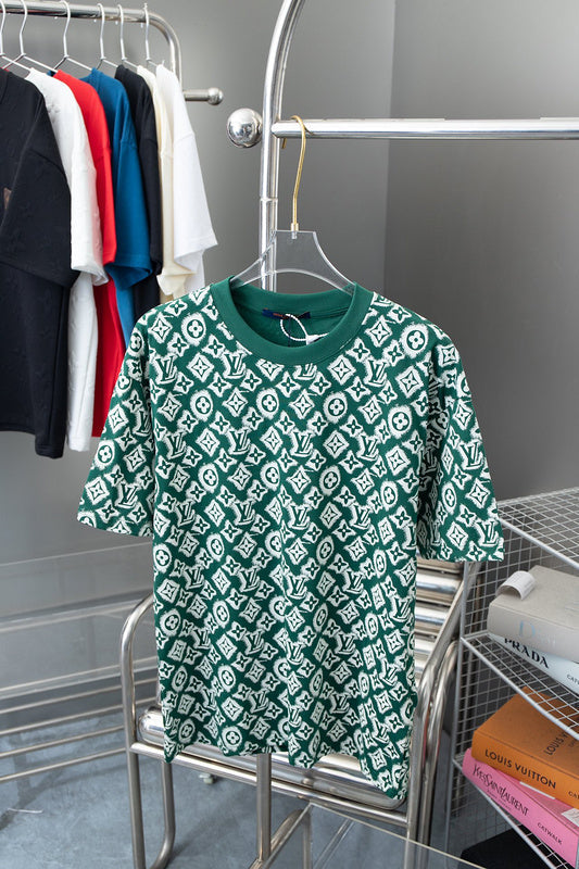 Side profile of Louis Vuitton cotton t-shirt with monogram-inspired silhouette