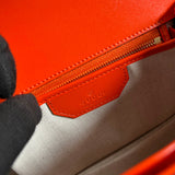 Side view of sophisticated structured handbag