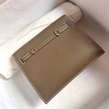 Side view of structured structured handbag