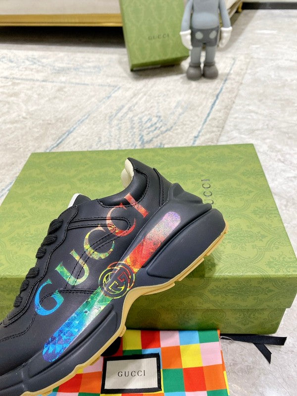 Gucci fresh white-and-black luxury sneakers view 4 breathable knit upper