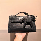 Side view of contemporary structured handbag