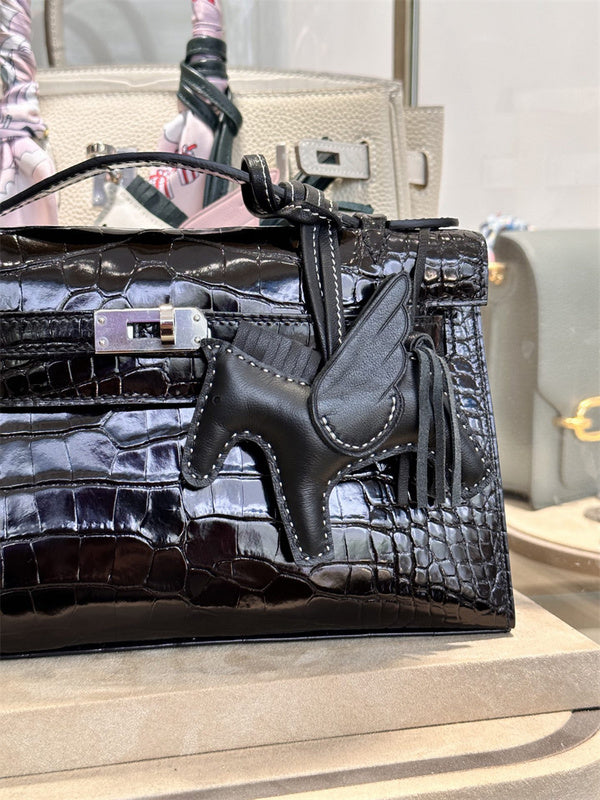  streamlined top-handle bag detail view showing craftsmanship