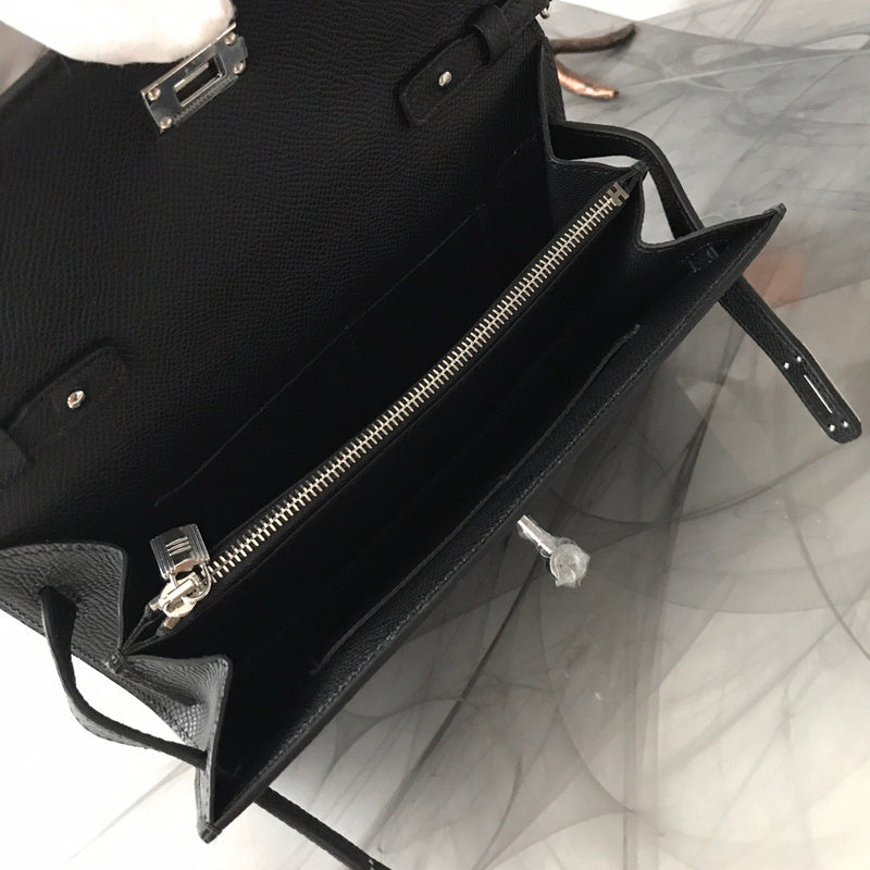 Side view of chic structured handbag