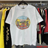Side profile of Rhude luxury clothing with relaxed-fit cut
