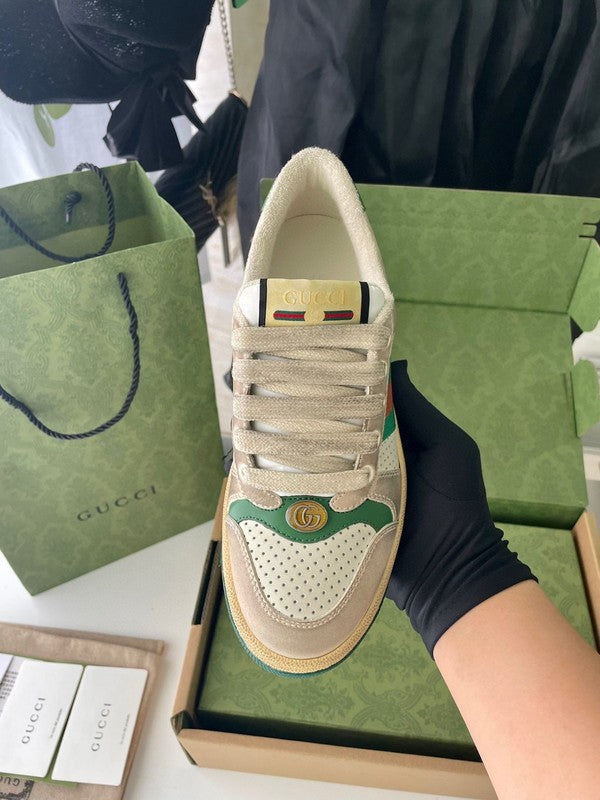 Gucci neutral cream luxury sneakers view 9 signature lace-up style