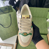Gucci neutral cream luxury sneakers view 9 signature lace-up style