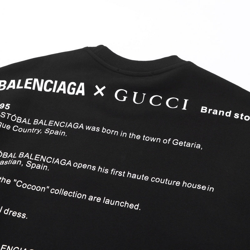 Side profile of Gucci luxury clothing with signature branding